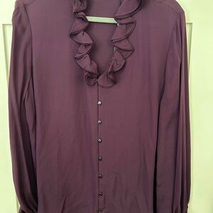 Elie Tahari Silk Blouse in Aubergine / Dark Plum color  NWT